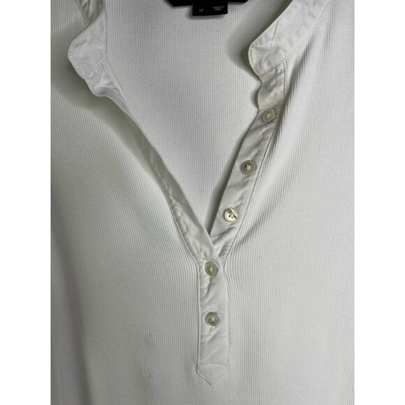 Veronica Beard Coralee Puff-Sleeve Top Womens M Cream Ribbed Classy Office - Picture 4 of 9